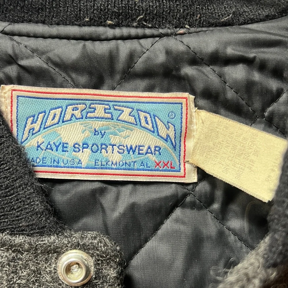 90s Union Pacific Railroad Letterman Varsity Jacket XXL Vintage Leather - Picture 4 of 7